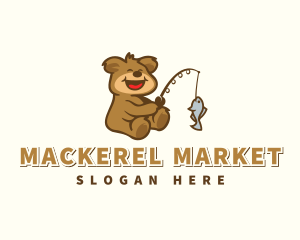 Cute Fishing Bear logo design