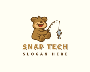 Cute Fishing Bear logo design