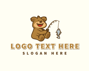 Character - Cute Fishing Bear logo design