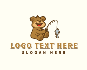 Salmon - Cute Fishing Bear logo design