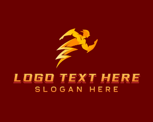 Flash - Man Lightning Bolt logo design