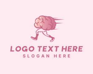 Intelligent - Running Cartoon Brain logo design
