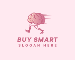 Running Cartoon Brain logo design