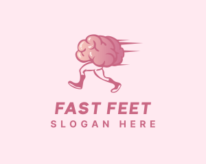 Running - Running Cartoon Brain logo design