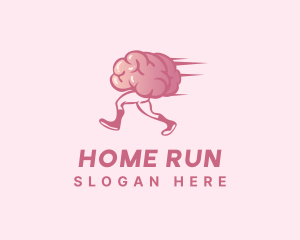 Running Cartoon Brain logo design