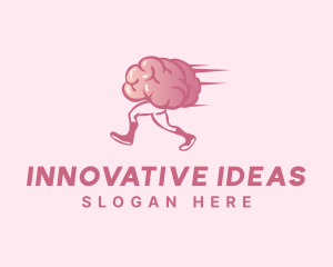 Running Cartoon Brain logo design