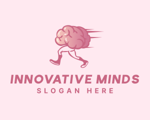 Genius - Running Cartoon Brain logo design