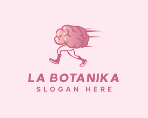 Learning - Running Cartoon Brain logo design
