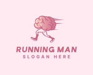 Running Cartoon Brain logo design