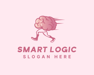 Running Cartoon Brain logo design