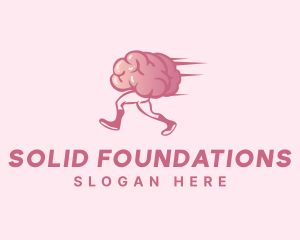 Brain - Running Cartoon Brain logo design