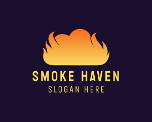 Fire Flame Smoke Cloud logo design