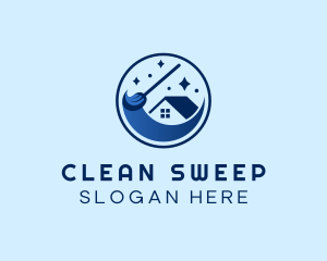 House Broom Sweep  logo design