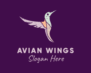 Grunge Hummingbird Wings logo design