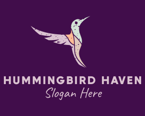 Grunge Hummingbird Wings logo design