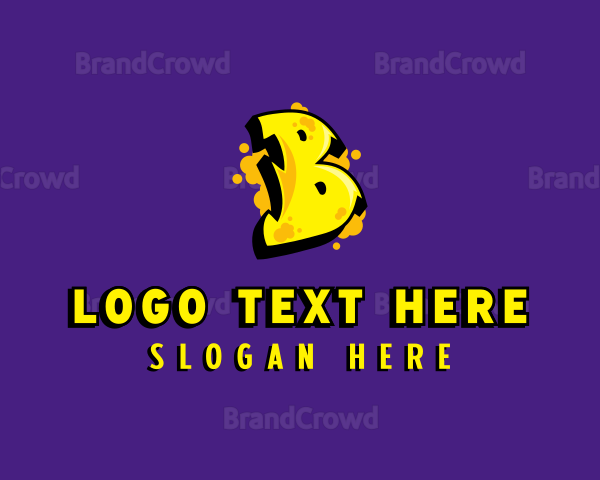 Yellow Graffiti Letter B Logo