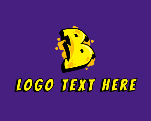 Street Art - Yellow Graffiti Letter B logo design