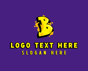 Graffiti - Yellow Graffiti Letter B logo design