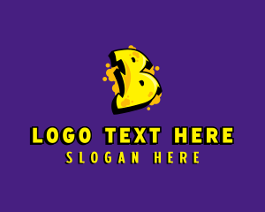 Painting - Yellow Graffiti Letter B logo design