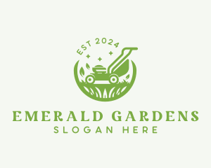 Grass Mower Gardening logo design