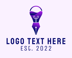 Writting - Light Bulb Fountain Pen logo design