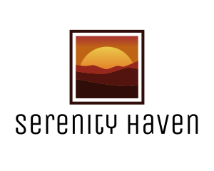 Peaceful - Desert Sunset Scenery logo design