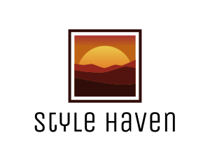 Desert Sunset Scenery logo design