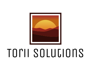 Desert Sunset Scenery logo design