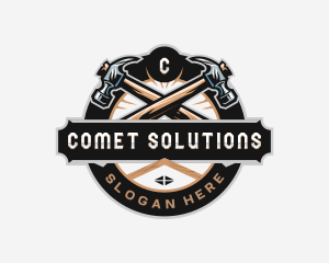 Hammer Carpentry Roof  logo design