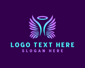 Heaven - Angelic Wing Halo logo design
