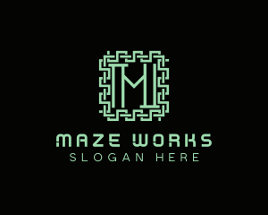 Digital Maze Letter M  logo design