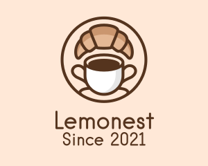 Breakfast Restaurant - Croissant Coffee Cup logo design