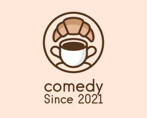 Cafeteria - Croissant Coffee Cup logo design