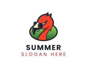 Orange Flamingo Bird logo design