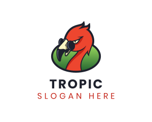 Orange Flamingo Bird logo design