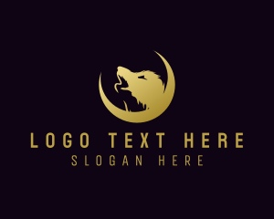 Dog - Howling Wolf Animal Moon logo design