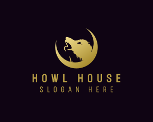 Howling Wolf Animal Moon logo design