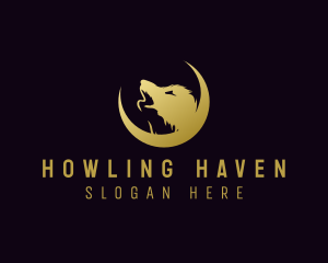 Howling Wolf Animal Moon logo design