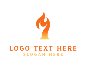 Orange Fire - Fire Flame Number 7 logo design