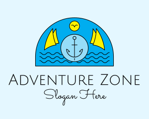 Anchor Ocean Wave logo design