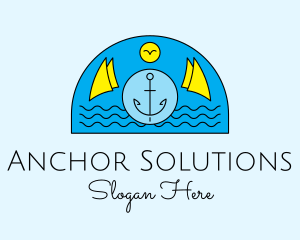 Anchor Ocean Wave logo design