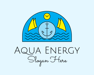 Anchor Ocean Wave logo design