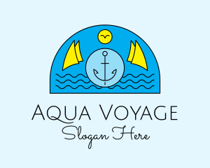 Anchor Ocean Wave logo design