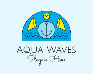 Anchor Ocean Wave logo design