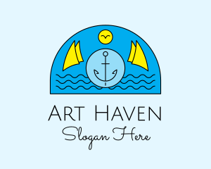 Anchor Ocean Wave logo design