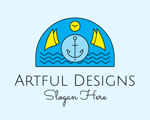 Anchor Ocean Wave logo design