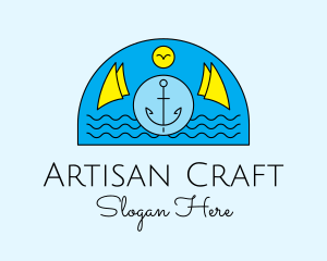 Anchor Ocean Wave logo design