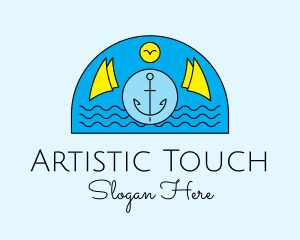 Anchor Ocean Wave logo design