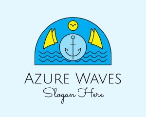 Anchor Ocean Wave logo design