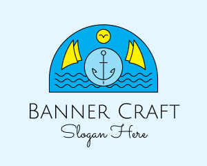 Anchor Ocean Wave logo design